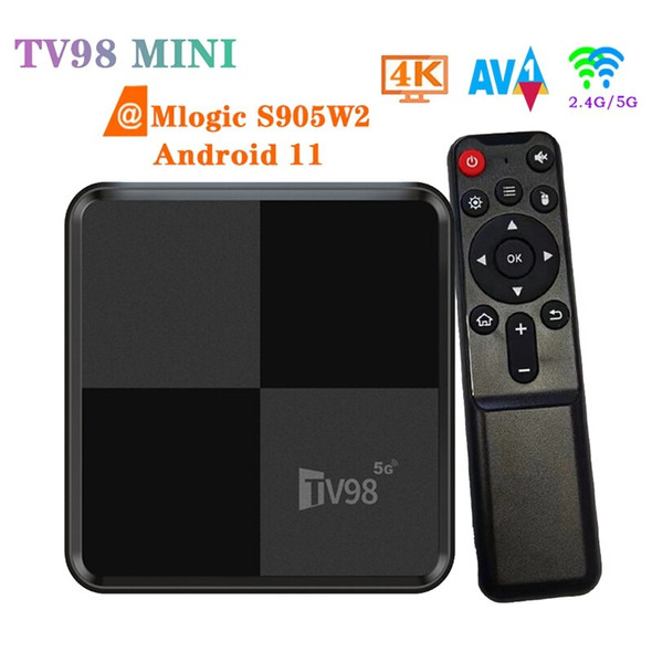 Tv98mini TV Box 2G+16G S905W2 2.4G &5G Wifi 4K Android 11 Smart TV Box