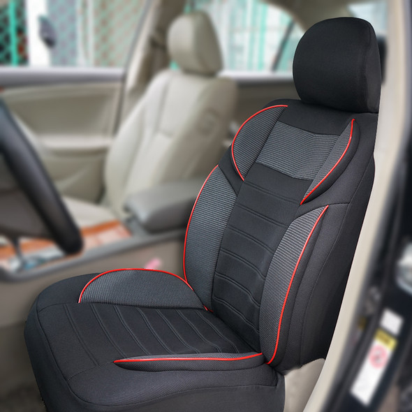 AUTO PLUS Universal Sport Seat Car Covers 5D Design Breathable Mesh BK Cloth Car Seat Covers Cushion Fit For Most Car SUV Van