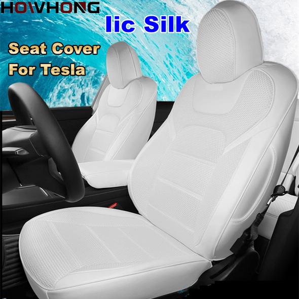 Ice Silk Car Seats Cover For Tesla Model 3 Y S Full Surround Style Coll Breathable New Cushion Customized Interior Accessories