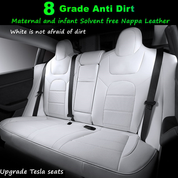 Seat Cover For Tesla Model 3 Y X S 8 Grade Anti Fouling Nappa Leather White Full Surround Solvent Free Car Interior Accessories