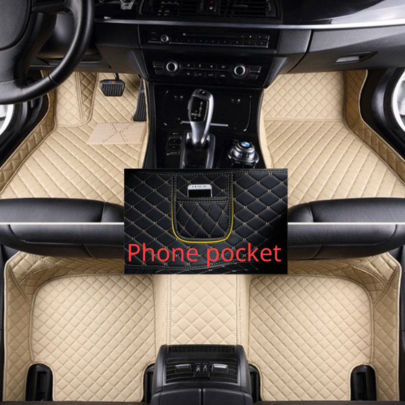 Custom Car Floor Mats for Hyundai Palisade 2020-2023 Years Artificial Leather Phone Pocket Carpet Interior Car Accessories