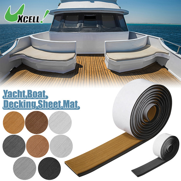 Uxcell 2400x57x6mm EVA Decking Sheet Mat Non-Slip Self-Adhesive for Boat Yacht Marine Deck Pad RV Car Trunk Flooring Carpet