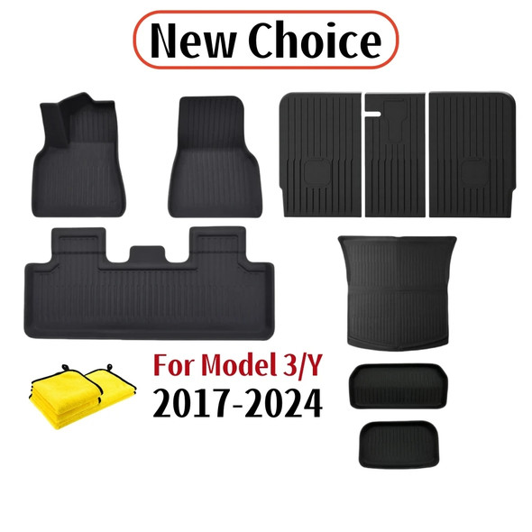 Custom Floor Mat For Tesla 2024 Model 3 Highland Model Y 2017 -2024 3D Floor Liner All Weather Floor Carpet Anti-Slip Trunk Mat