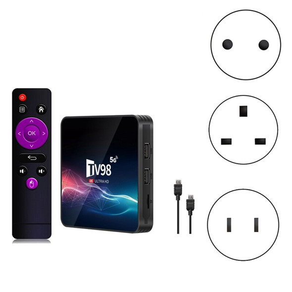 TV98 TV Box 2G+16G 2.4G &5G Wifi Allwinner H313 4Kx2k Android 12 Set