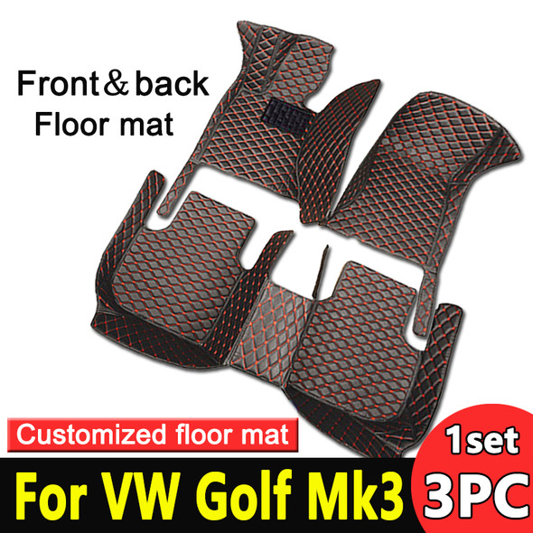 Car Floor Mats For VW Volkswagen Golf Mk3 1992~1998 5door Hatchback Leather Car Mats Carpets Tapetes Para Carro Car Accessories