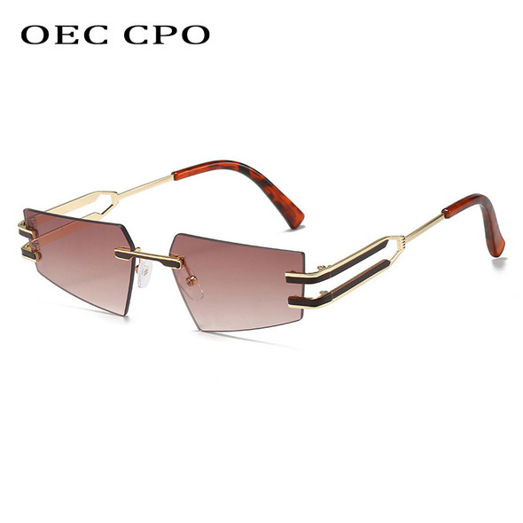 OEC CPO Retro Rimless Sunglasses Women Men Punk Metal Sun Glasses Ladies Frameless Eyeglasses UV400 Shades New Fashion Eyewear