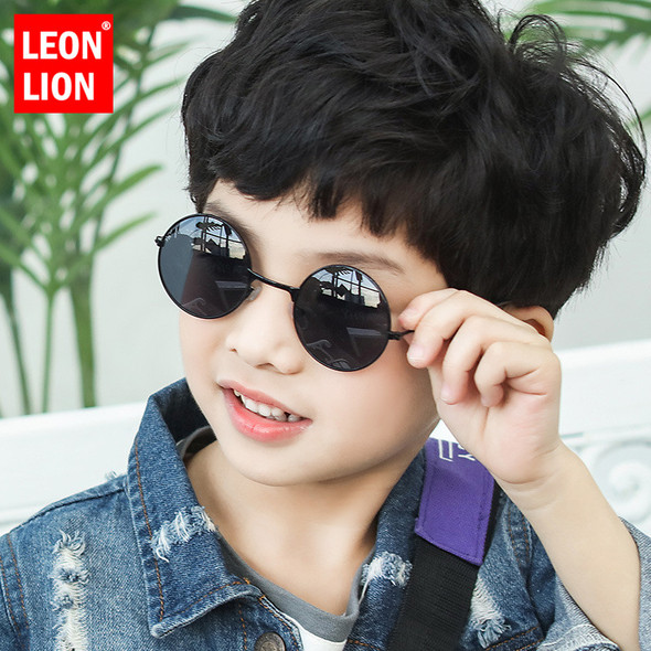 LeonLion 2023 Round Sunglasses Children Luxury Brand Sunglasses Children Cute Glasses For Boy/Girl Mirror Oculos De Sol Feminino