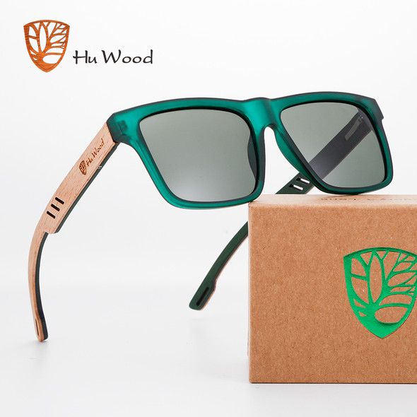 HU WOOD New High Quality Square Sunglasses For Men Polarized UV400 Fashion Sunglass Mirror Sport sun glasses Driving oculos