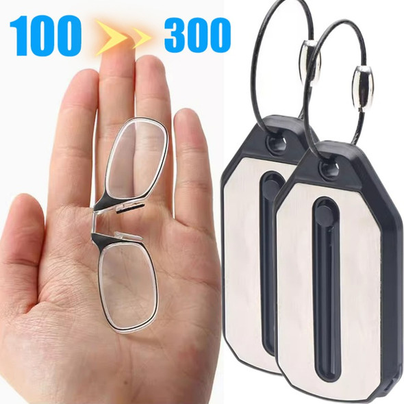 Nose Clip-on Reading Glasses Folding Legless Ultralight Keychain Glasses Men Women Mini Portable Presbyopic Glasses +1.0 To +3.0