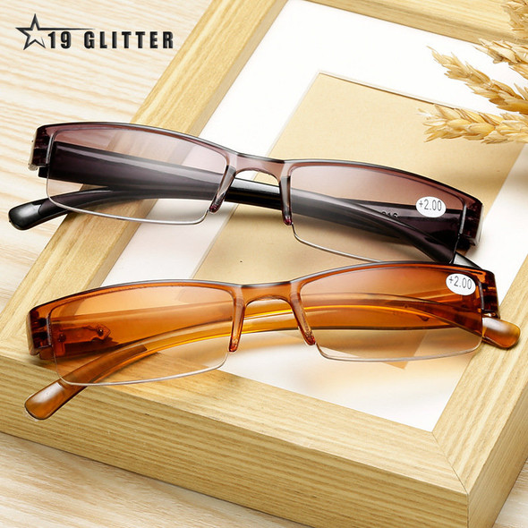 Korean Reading Glasses Men Women Clear Lens Half Frame Presbyopic Eyewear 1.0 1.5 2.0 2.5 3.0 3.5 4.0 for Reader