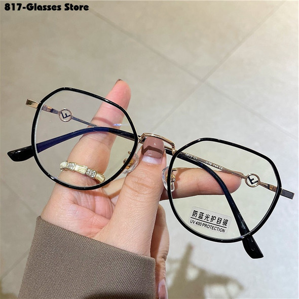 Blue Light Blocking Glasses Computer Glasses Retro Ultralight Transparent Eyewear for Women Men Metal Frame