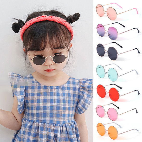 Kids Cute Candy Color Sunglasses Boys Girls Retro Round Frame Sun Glasses UV 400 Wild British Style Children Eyewear Accessories