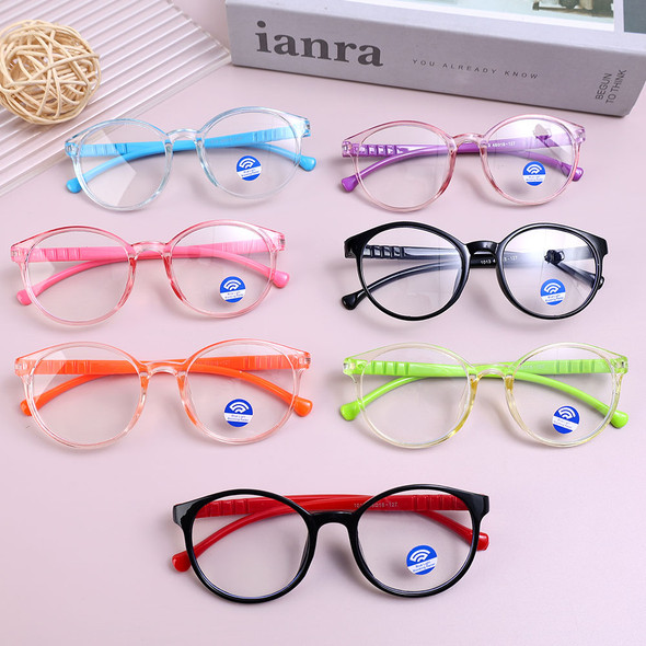 Kids Computer Glasses Round Blue Light Blocking Filter Gaming Goggles Silicone Frame Eyeglasses Child Anti-Blue Ray Eyewear