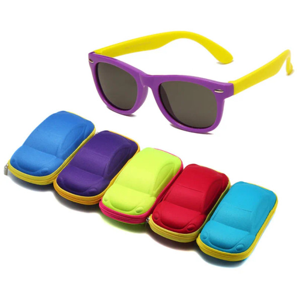 Baby Silicone Sunglasses with Glasses Box Boys Girls Outdoor Goggles Sun Glasses AC Lens Safety Glasses and Cases Gift for Kids