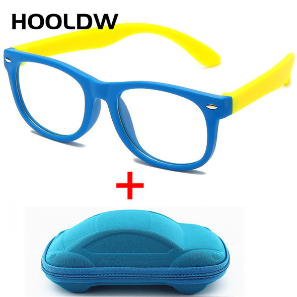 HOOLDW New Anti blue Light Kids Glasses Boys Girls Optical Frame Computer Transparent Glasses Children Silicone Soft Eyeglasses