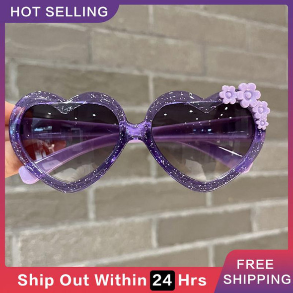Fashion Heart-Shape Sunglasses for Girls Boys Cute Cartoon Flower Sun Glasses Outdoor Sun Protection Children Lovely Glasses