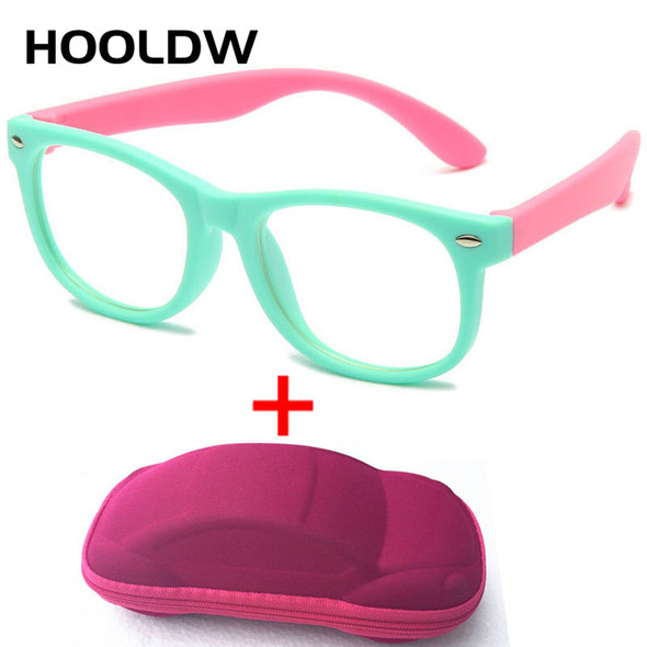 HOOLDW Blue Light Kids Glasses Boy Girls Computer Clear Blocking Anti Reflective Eyeglasses Children Optical Frame Eyewear UV400