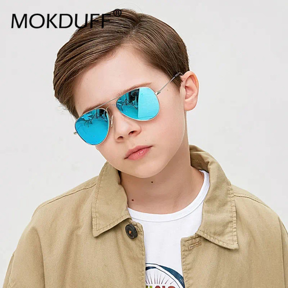 Kids Classic Polarized Sunglasses Boys Colorful Lens 5-12 Year Mirror Children Glasses Metal Frame Eyeglasses UV400