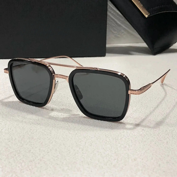 Original Trend Top Quality Gold Alloy Frame Polarized Men Eyewear Classics Business Square FLIGHT 006 Women Unisex Sun Glasses