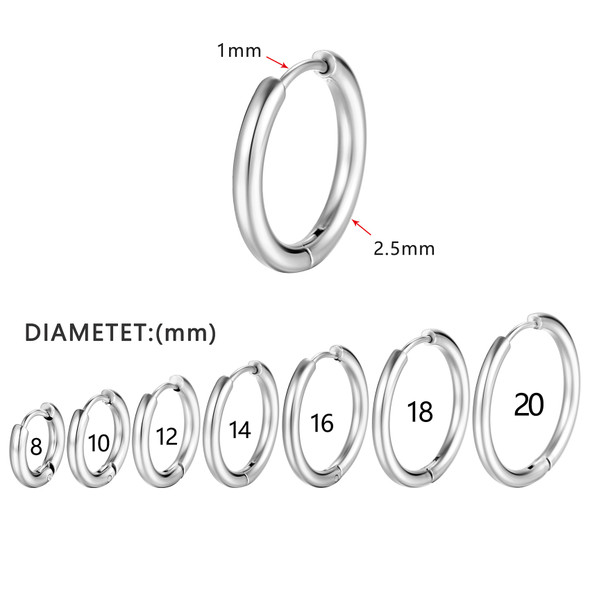 1Pairs/2Pcs Small Hoop Earrings Women Men Gold Silver Color Stainles Steel Round Circle Pendientes Mujer 2023 Anti-allergy