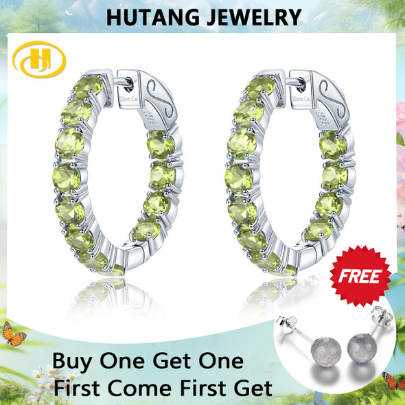 Hutang Natural Peridot Sterling Silver Clip Earring 4.7 Carats Real Gemstone Colorful Style Women Classic Jewelry Birthday Gifts Hutang Natural Peridot Sterling Silver Clip Earring 4.7 Carats Real Gemstone Colorful Style Women Classic Jewelry Birthday Gifts
