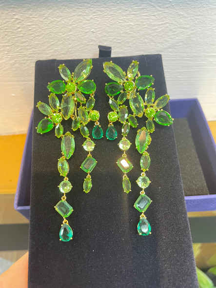 2024 Original Logo Lucent Earring for Women Trendy Luxury Zircon Green Crystal Dulcis Hoop Earring Party Accessories Gifts