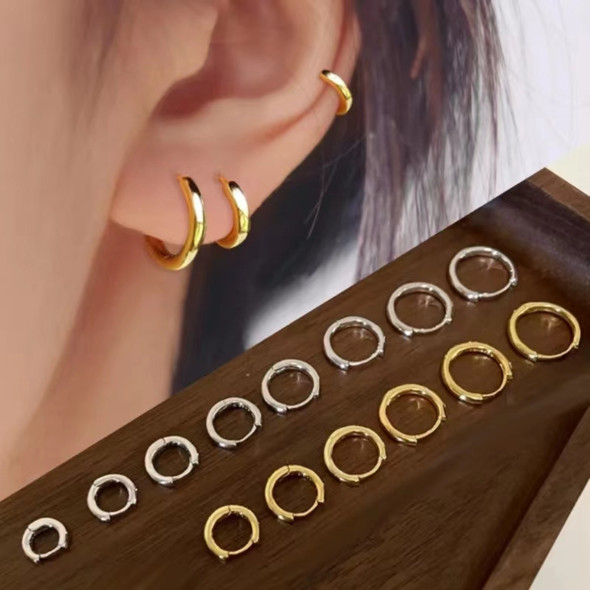 925 sterling silver Minimal Glossy Hoop Earrings Gold Color Tiny Cartilage Earrings Piercing Accessory Trendy Female Hoops