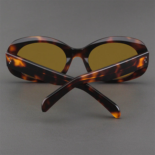 New Frosted Tortoiseshell Color Sunglasses for Men Retro Oval Acetate Design UV400 Outdoor Handmade Women's Fashion Sunglasses