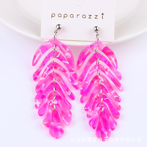 2023 Wholesale European Style Fashion Trendy Leaf Earrings Fresh and Simple Acetate Acrylic Tassels Jewelry for Women