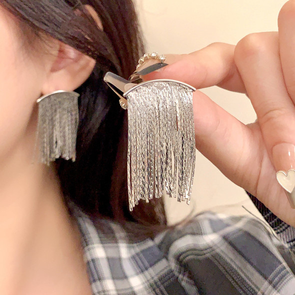 Tassel Earrings with European and American Exaggerated Metal Style - Trendy and Edgy Accessories for Fashion Lovers