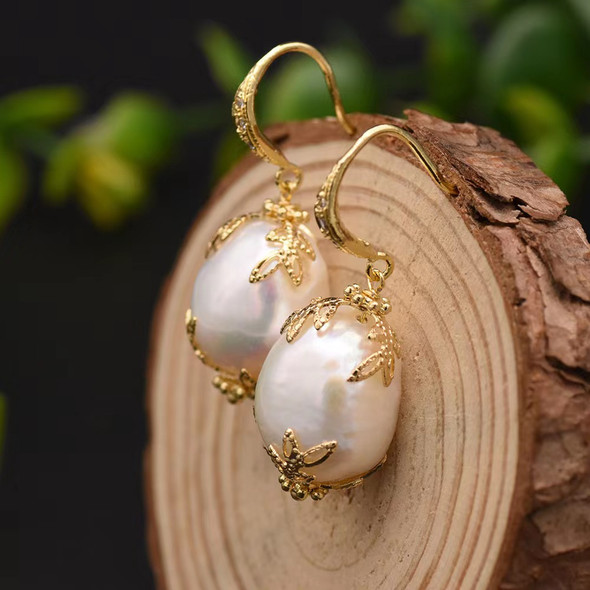 Vintage Women Ear Drop S925 Silver 18K Gold Plated Freshwater Pearl Baroque Dangle Earring for Female anniversary Party FineGift Vintage Women Ear Drop S925 Silver 18K Gold Plated Freshwater Pearl Baroque Dangle Earring for Female anniversary Party FineGift