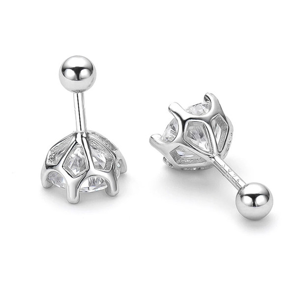 BIJOX STORY 0.5-2ct Moissanite Screw Stud Earrings D Color 925 Sterling Silver Diamond Earrings For Women Wedding Fine Jewelry