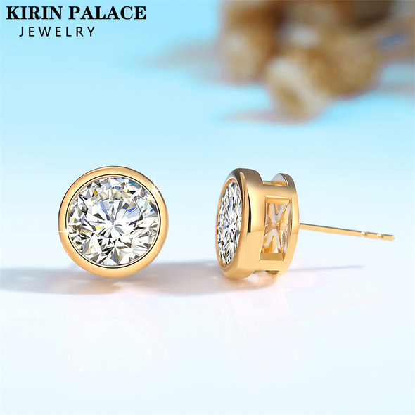Moissanite Earrings 18K Gold 100% Real With Certificate Luxury AU750 Jewelry For Women K Gold Earring Studs Trend Present