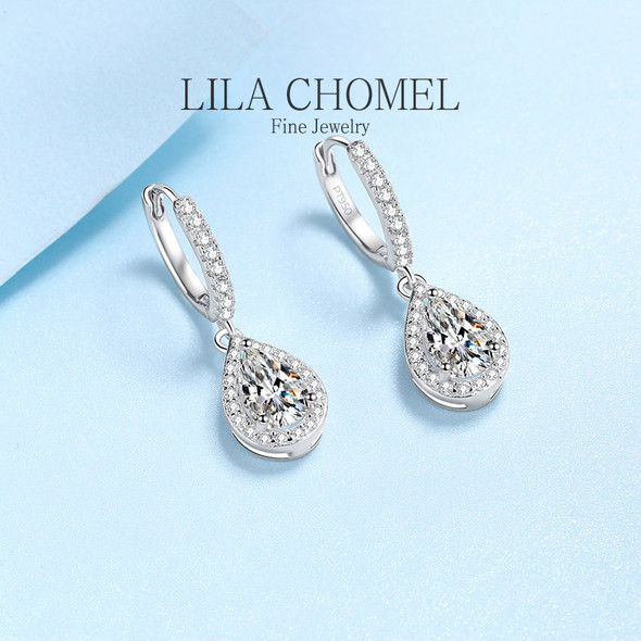 Women's luxury PT950 Platinum Drop Earrings Water droplet 1/2ct Moissanite Diamond Earrings Wedding Fine Jewelry Versatile Gift