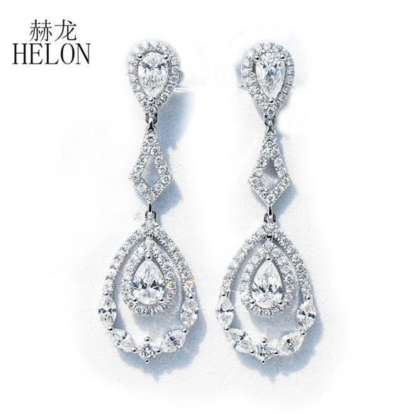 HELON Solid 18k 14k 10k White Gold VVS/DEF Color Moissanites Stud Earrings Women Wedding Jewelry Lab Grown Diamond Earrings Gift
