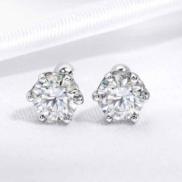 Smyoue 8mm D Color 2.0 Carat 100% Moissanite Stud Earrings for Women Screw Thread Ear Studs 925 Silver Jewelry Pass Diamond Test