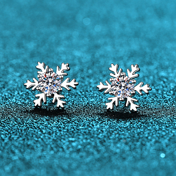 Luxury Platinum Stud Earrings for Women Moissanite 0.6/1/2ct Diamond Snowflake Schoolgirl Hundred Models Fine Jewelry Gift