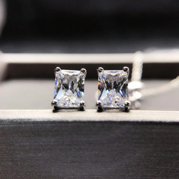 Solid 14K White Gold AU585 Platinum PT950 New simple fashion moissanite diamond earrings earrings women's earrings