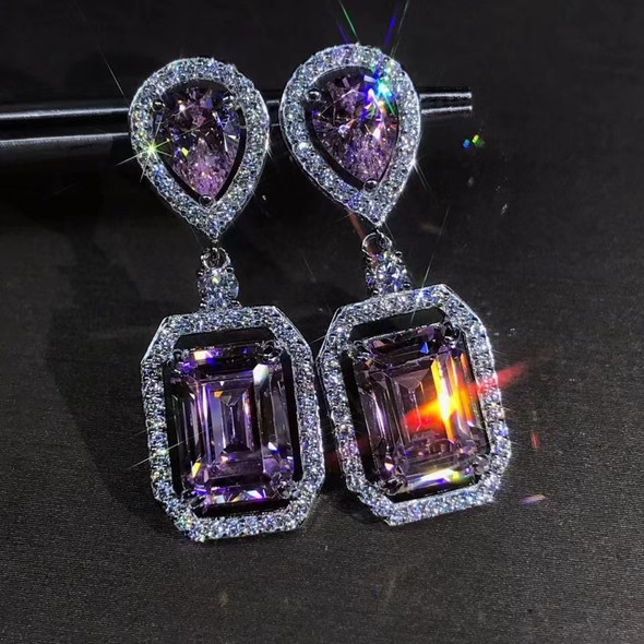 Gica Gema 100% 925 Sterling Silver 4CT Emerald Sapphire Diamond Gemstone Dangle Drop Earrings For Women Party Fine Jewelry Gifts