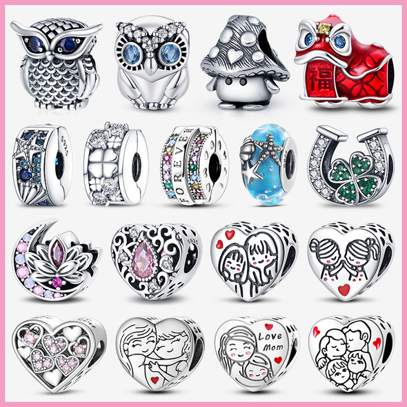 Fits Pandora 925 Original Charms Bracelet For Women Silver Animal Heart Shape Pendant Beads Jewelry 2024 New in Hot sale Gift