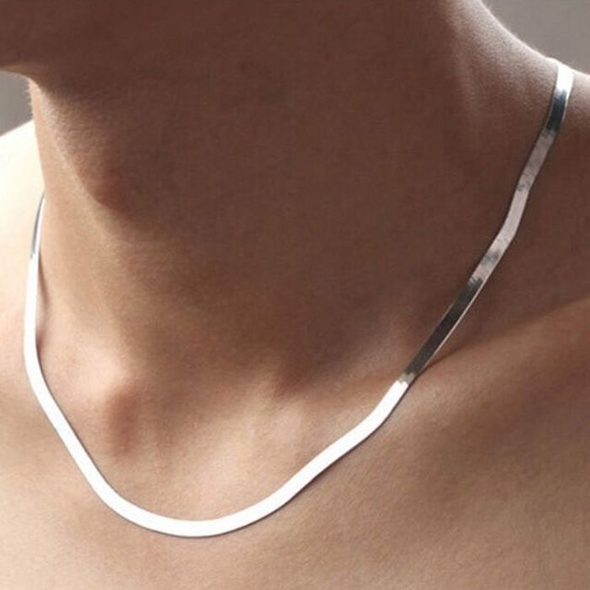925 Sterling Silver fine 4MM Blade Chain Necklace for Women Men Luxury wedding party Jewelry Holiday gifts 925 Sterling Silver fine 4MM Blade Chain Necklace for Women Men Luxury wedding party Jewelry Holiday gifts