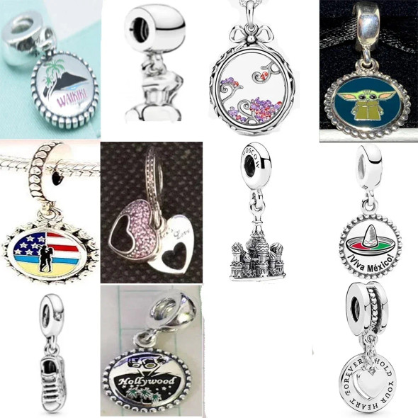 NEW 100% 925 Sterling Silver Summer Charming Beach Pendant Charm Fit Diy Women Europe Bracelet Original Fashion Jewelry Gift