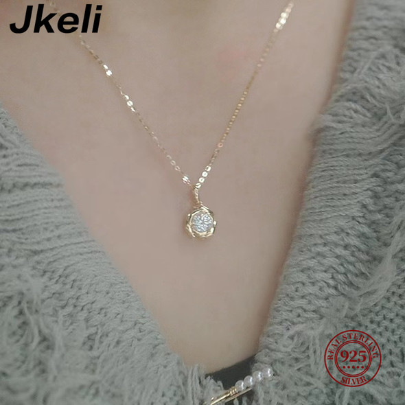 Jkeli 925 Sterling Silver Plated 14k Gold Shiny Zircon Flower Bracelet for Women Girl Korean Temperament Exquisite Jewelry Gifts