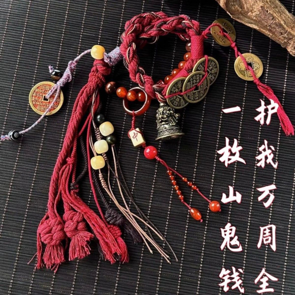 UMQ Original Mountain Ghost Money Bracelet Pendant New Chinese Style with Bell Tibetan Lucky Carrying Strap