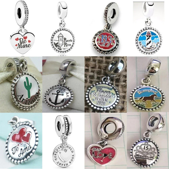 NEW 100% 925 Sterling Silver Summer Charming Beach Park Heart Pendant Charm Fit Diy Women Bracelet Original Fashion Jewelry Gift