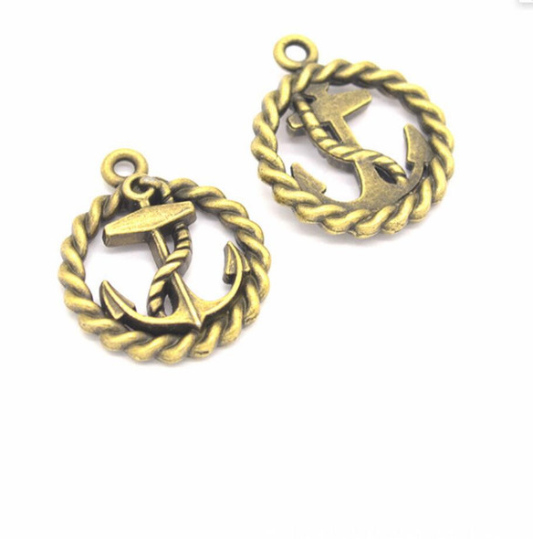 30pcs 26*22mmHollow Sailor Anchor Tag Alloy Pendant Retro Bracelet Earring Accessories DIY Charms Jewelry Crafts Making F0383