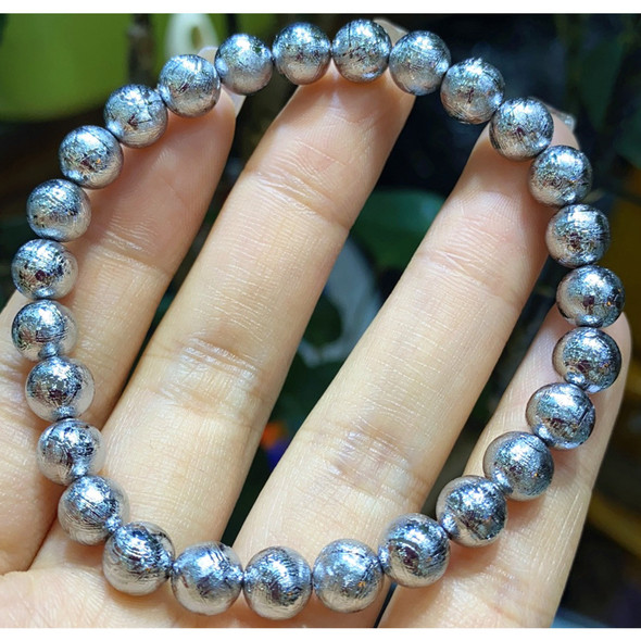 6mm Natural Gibeon Meteorite Moldavite Bracelet Jewelry For Woman Men Gift Crystal Silver Round Stone Beads Reiki Gemstone AAAAA