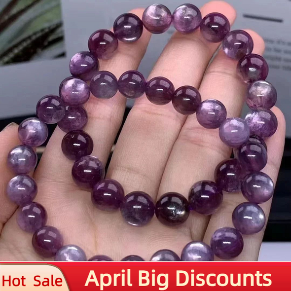 New Natural Top Rare Purple Lepidolite Bracelet Smooth Round Gem Stone Beads For Jewelry Making Design women Gift For Wholesale