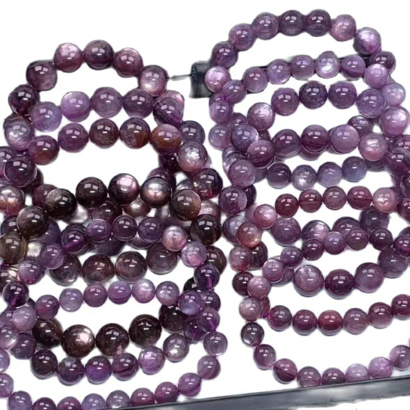 New Natural Top Rare Purple Lepidolite Bracelet Smooth Round Gem Stone Beads For Jewelry Making Design women Gift For Wholesale