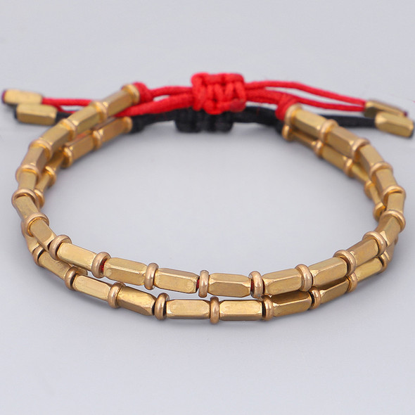 Tibetan Handmade Pure Copper Beads Lucky Rope Bracelet Budhhist Bangle Protection Black Braided Women Man Jewelry Lucky Gifts